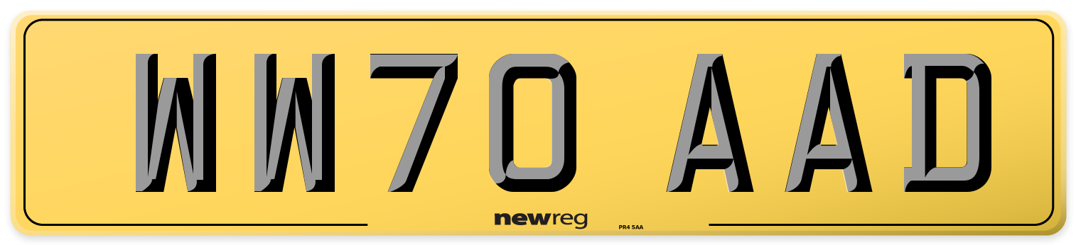 WW70 AAD Rear Number Plate