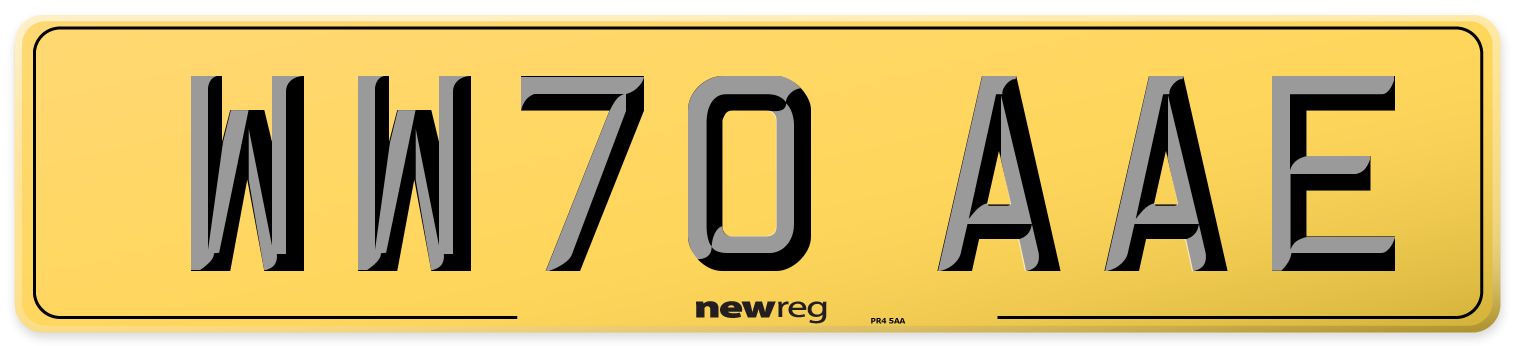 WW70 AAE Rear Number Plate