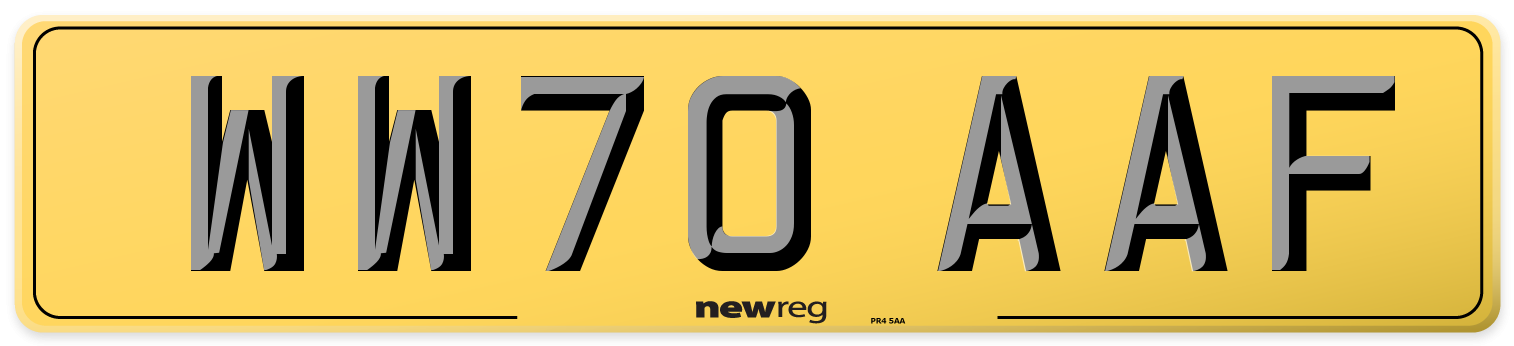 WW70 AAF Rear Number Plate