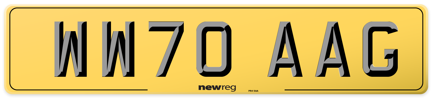 WW70 AAG Rear Number Plate