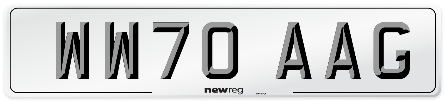 WW70 AAG Front Number Plate