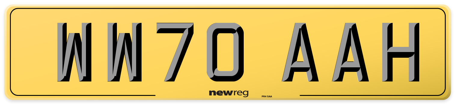 WW70 AAH Rear Number Plate