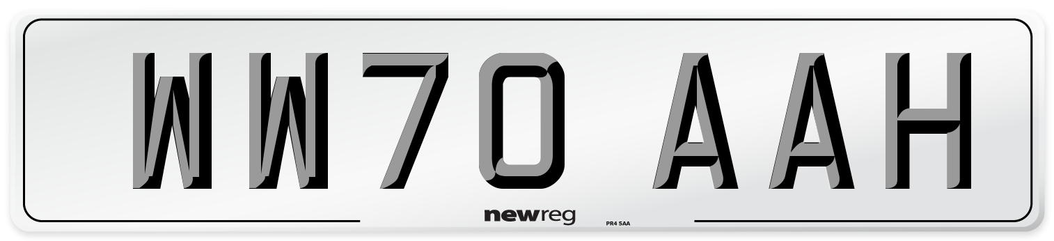 WW70 AAH Front Number Plate