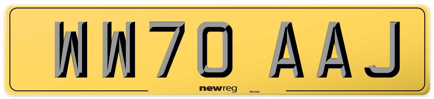 WW70 AAJ Rear Number Plate