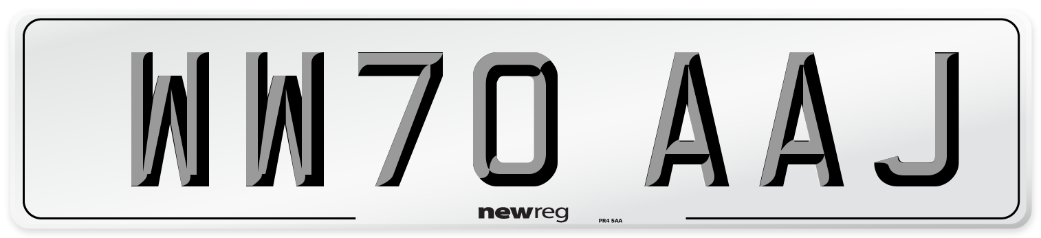 WW70 AAJ Front Number Plate