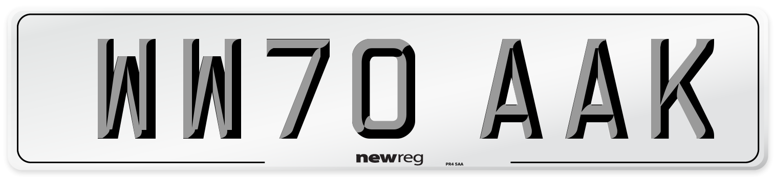 WW70 AAK Front Number Plate