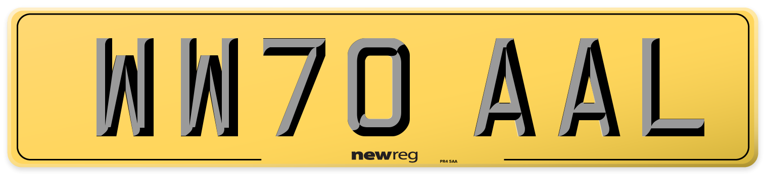 WW70 AAL Rear Number Plate
