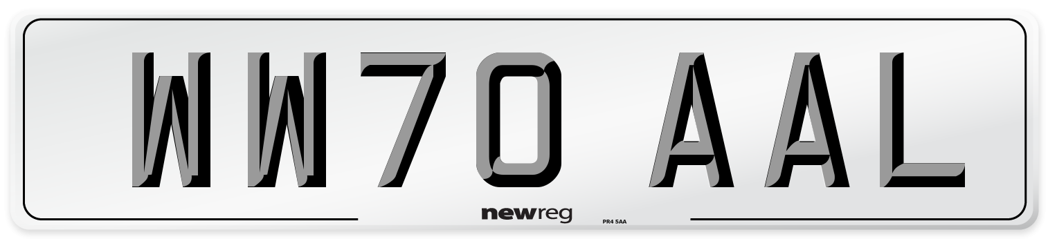 WW70 AAL Front Number Plate