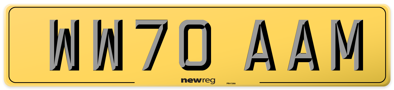WW70 AAM Rear Number Plate