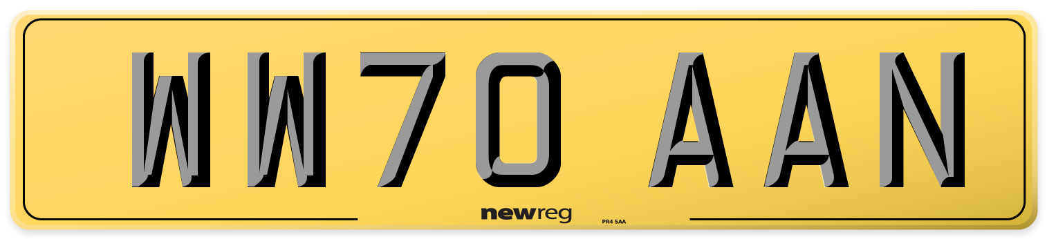 WW70 AAN Rear Number Plate