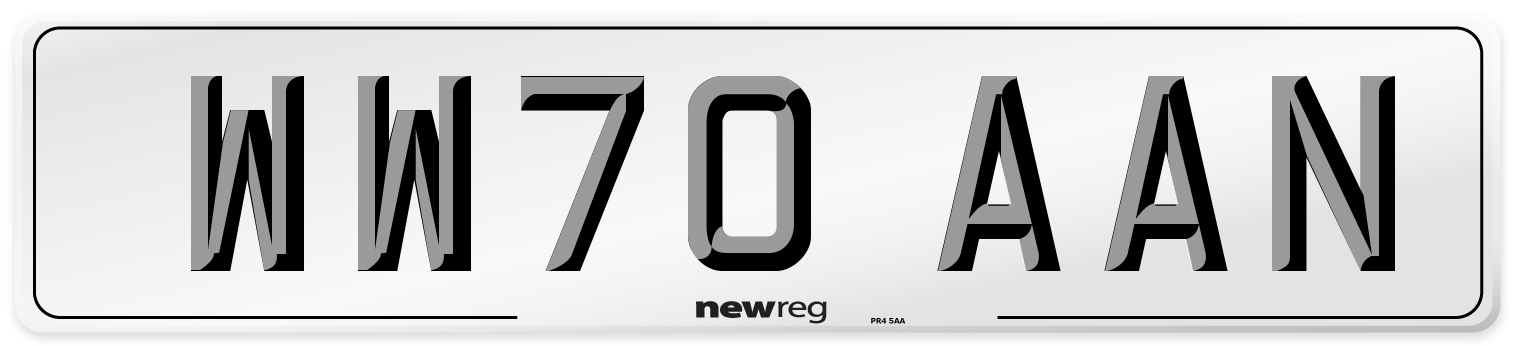 WW70 AAN Front Number Plate