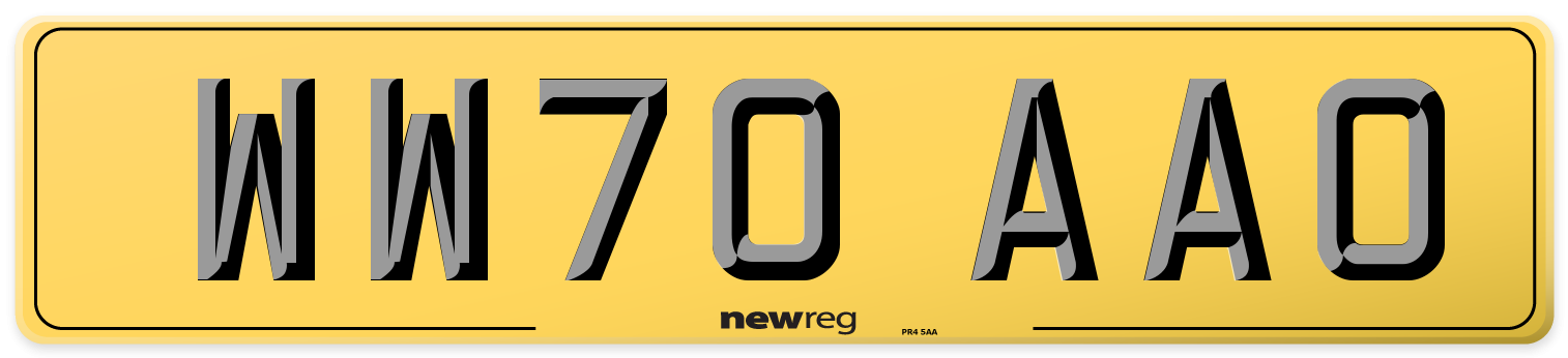 WW70 AAO Rear Number Plate