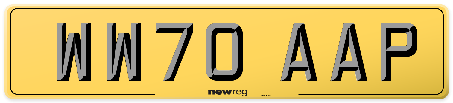 WW70 AAP Rear Number Plate