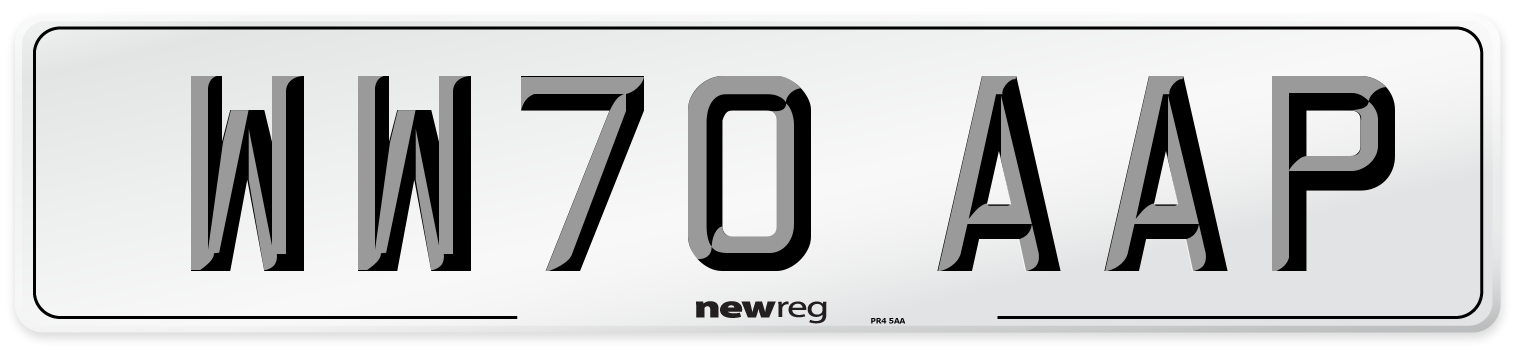 WW70 AAP Front Number Plate