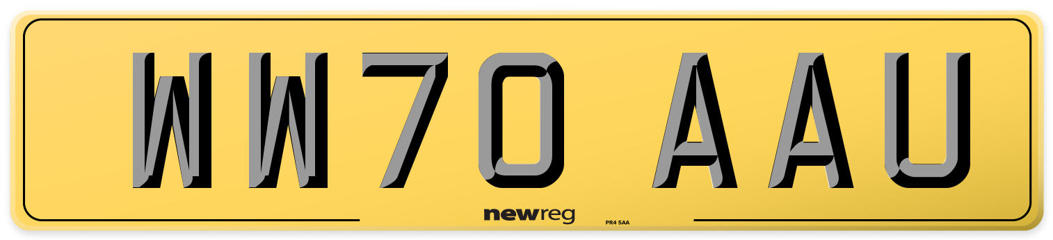 WW70 AAU Rear Number Plate