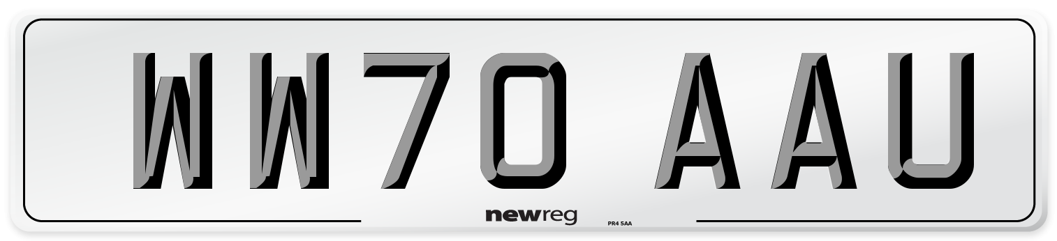 WW70 AAU Front Number Plate