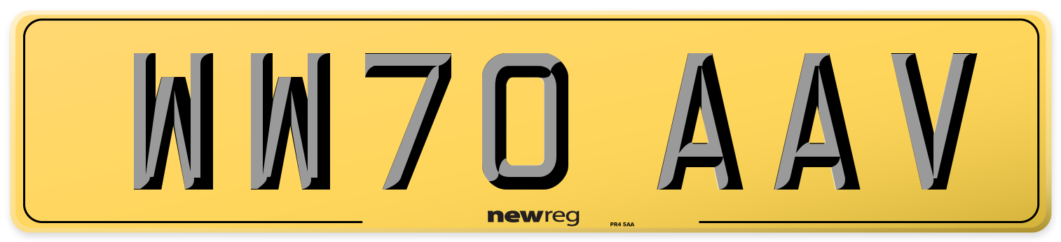 WW70 AAV Rear Number Plate