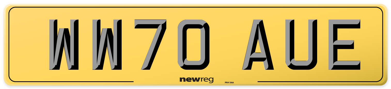 WW70 AUE Rear Number Plate