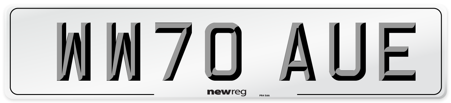 WW70 AUE Front Number Plate