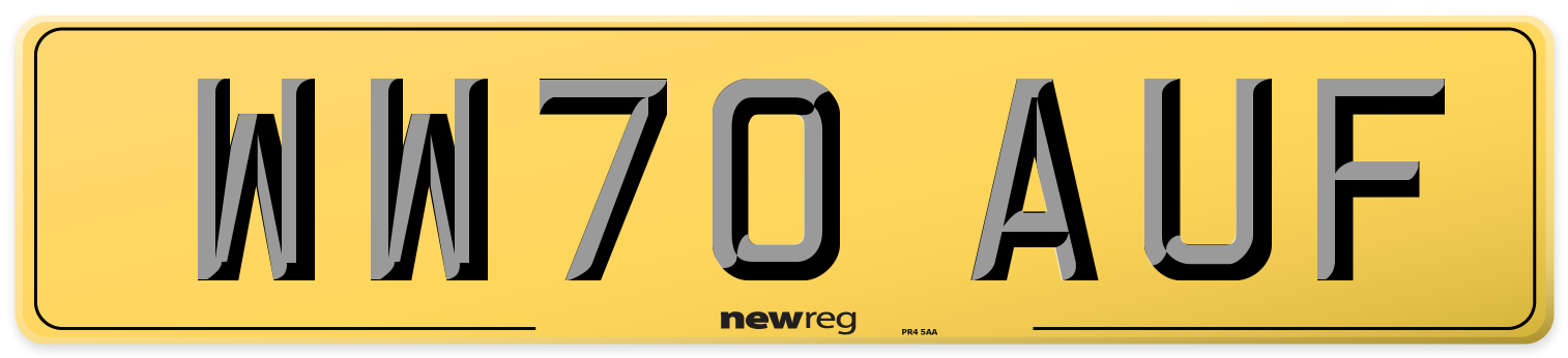 WW70 AUF Rear Number Plate