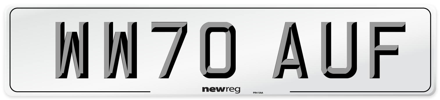 WW70 AUF Front Number Plate