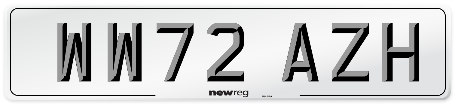 WW72 AZH Front Number Plate