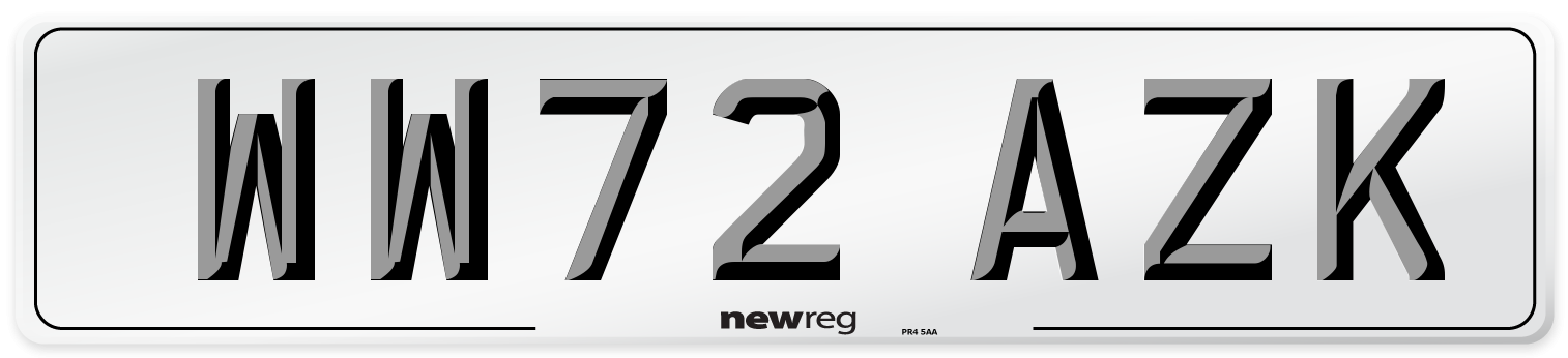 WW72 AZK Front Number Plate