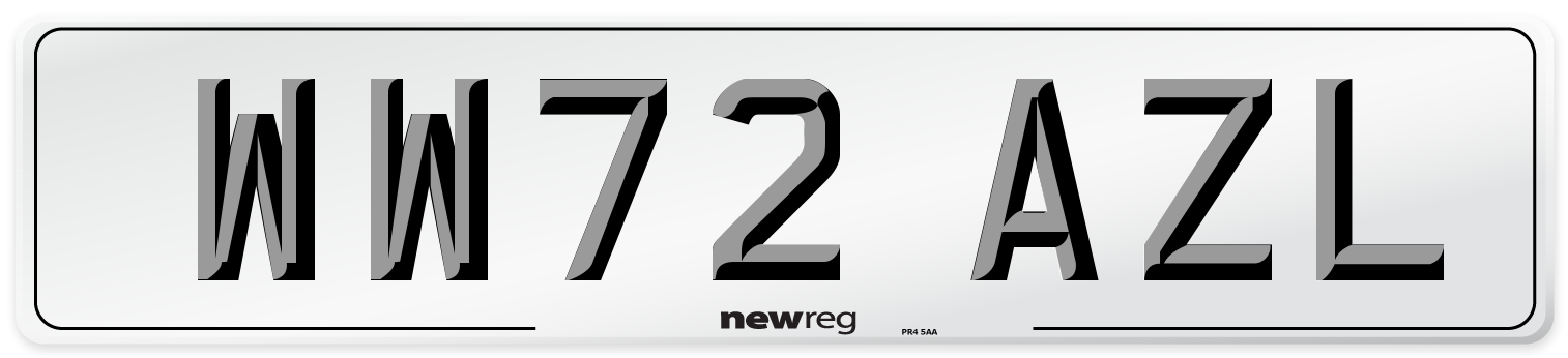 WW72 AZL Front Number Plate