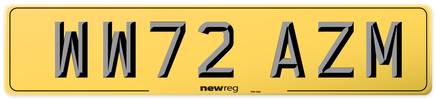 WW72 AZM Rear Number Plate