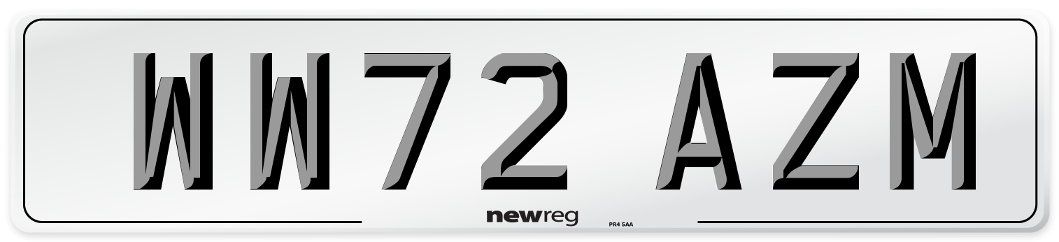 WW72 AZM Front Number Plate