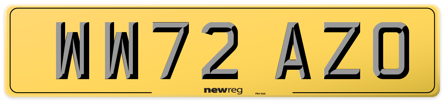 WW72 AZO Rear Number Plate