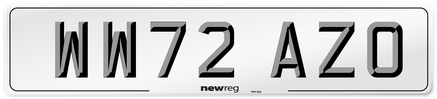 WW72 AZO Front Number Plate