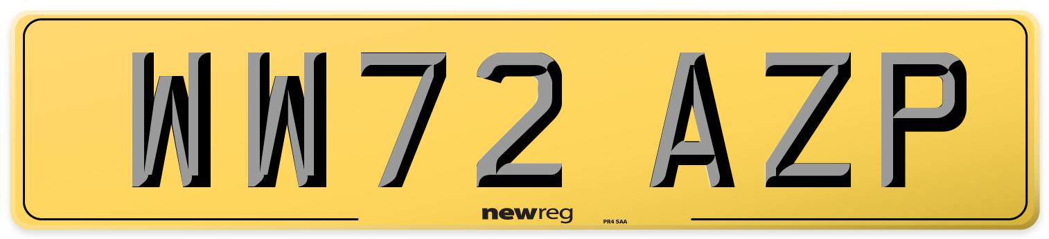 WW72 AZP Rear Number Plate