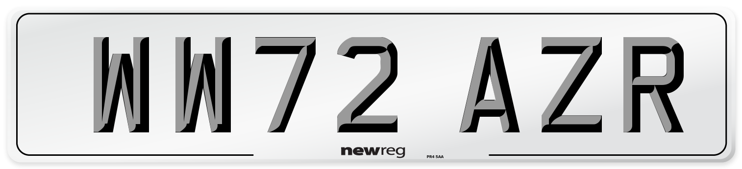 WW72 AZR Front Number Plate