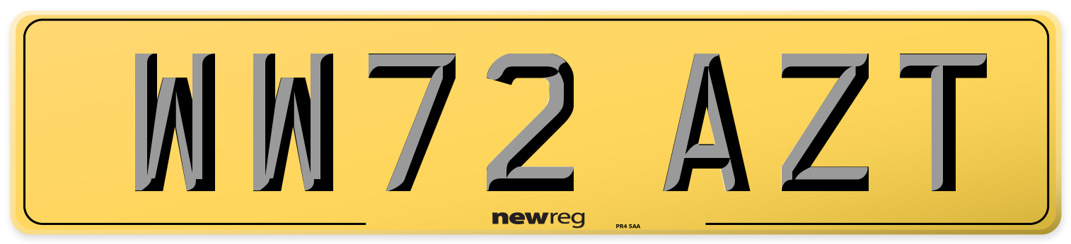 WW72 AZT Rear Number Plate