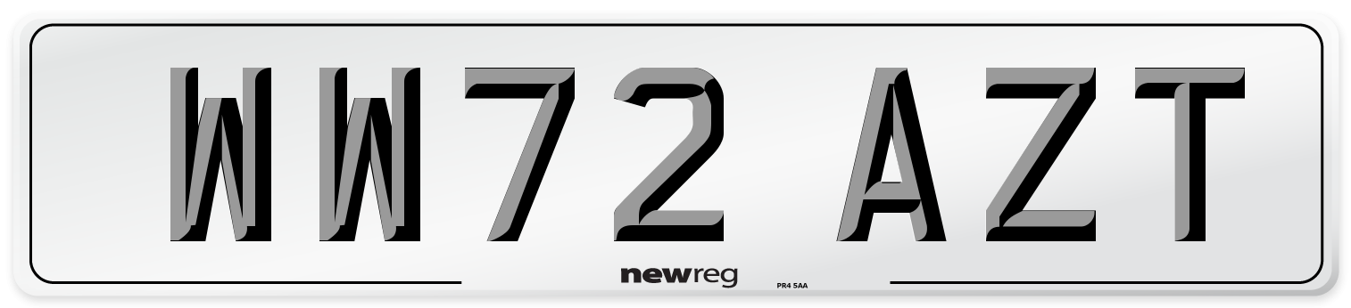WW72 AZT Front Number Plate