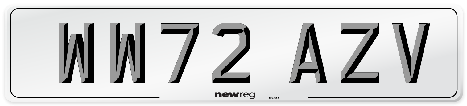 WW72 AZV Front Number Plate
