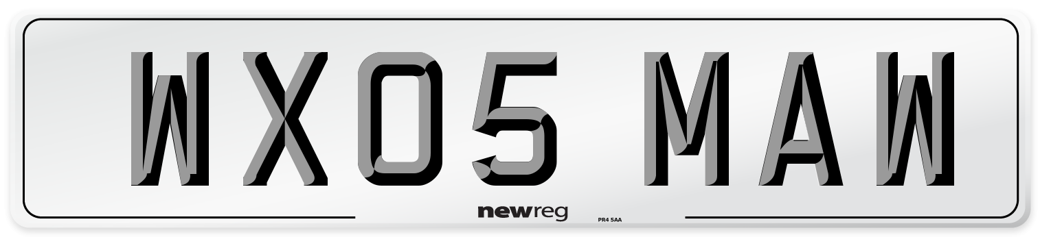 WX05 MAW Front Number Plate