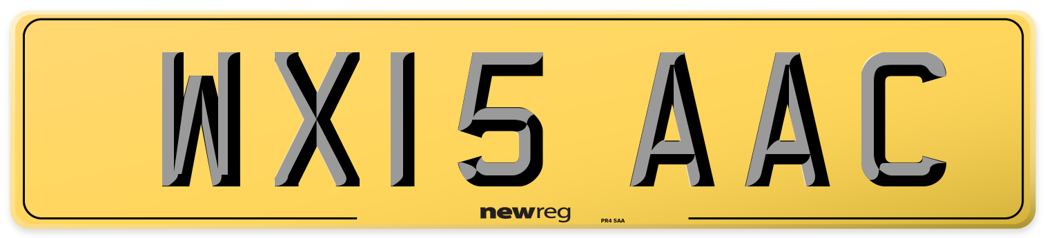 WX15 AAC Rear Number Plate