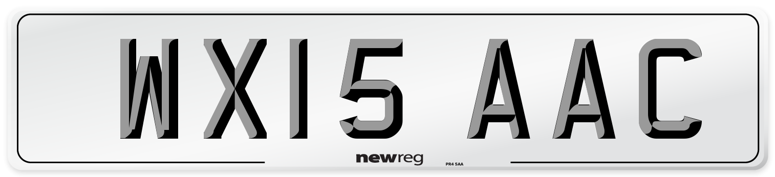 WX15 AAC Front Number Plate