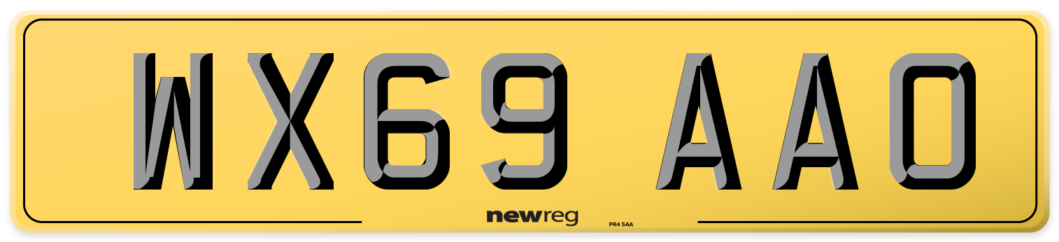WX69 AAO Rear Number Plate
