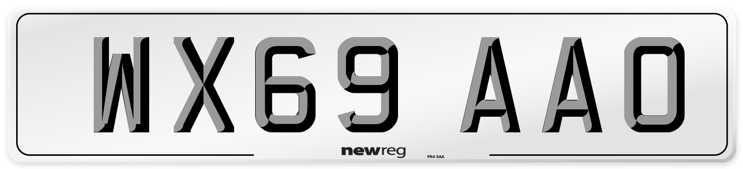 WX69 AAO Front Number Plate