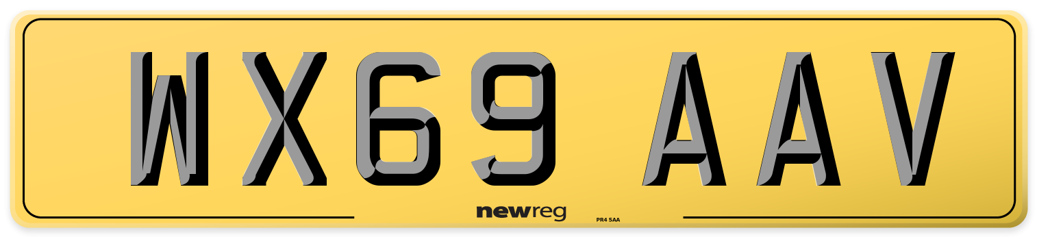 WX69 AAV Rear Number Plate