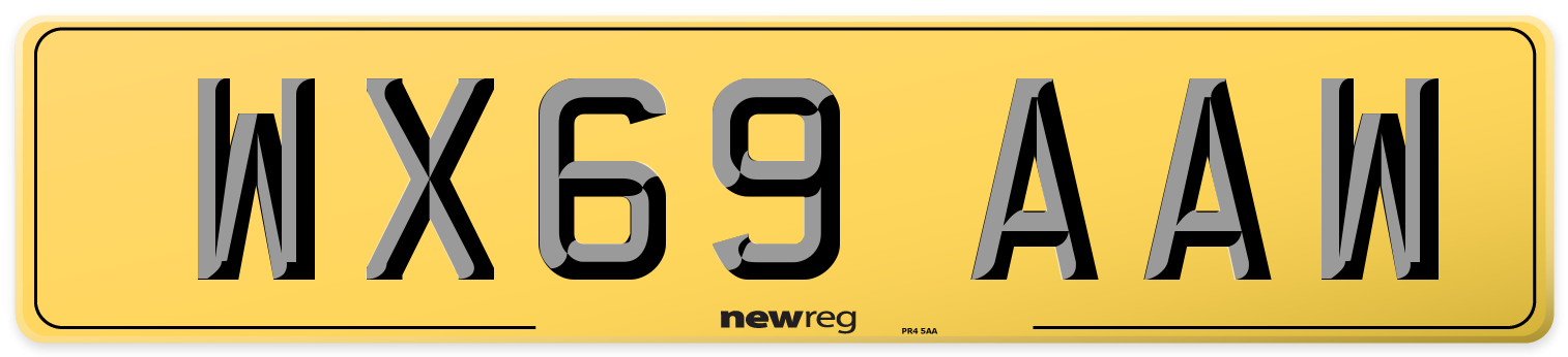WX69 AAW Rear Number Plate