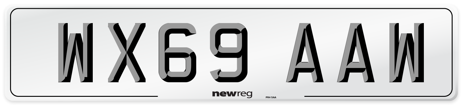 WX69 AAW Front Number Plate