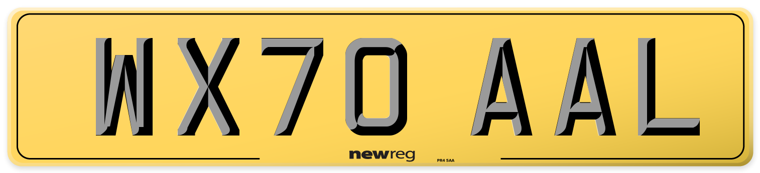 WX70 AAL Rear Number Plate