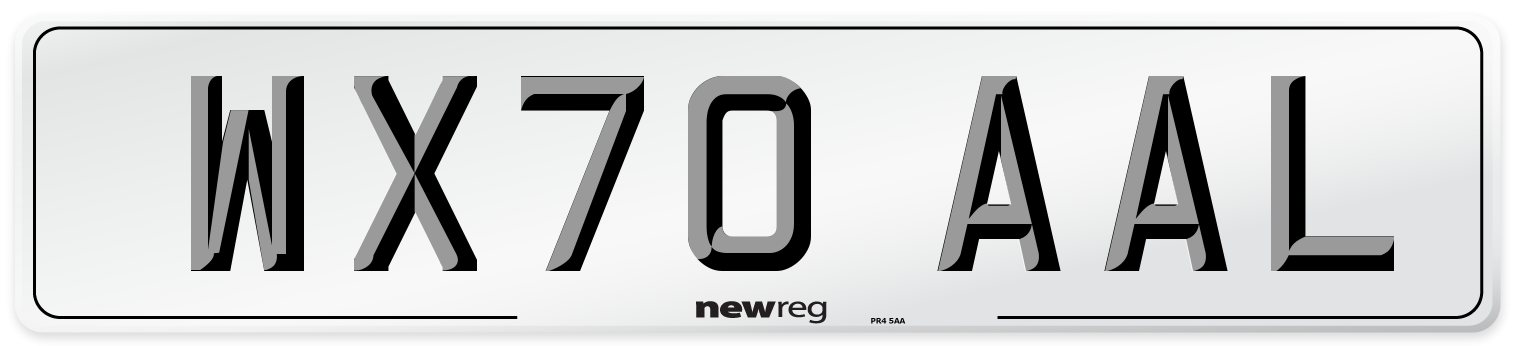 WX70 AAL Front Number Plate