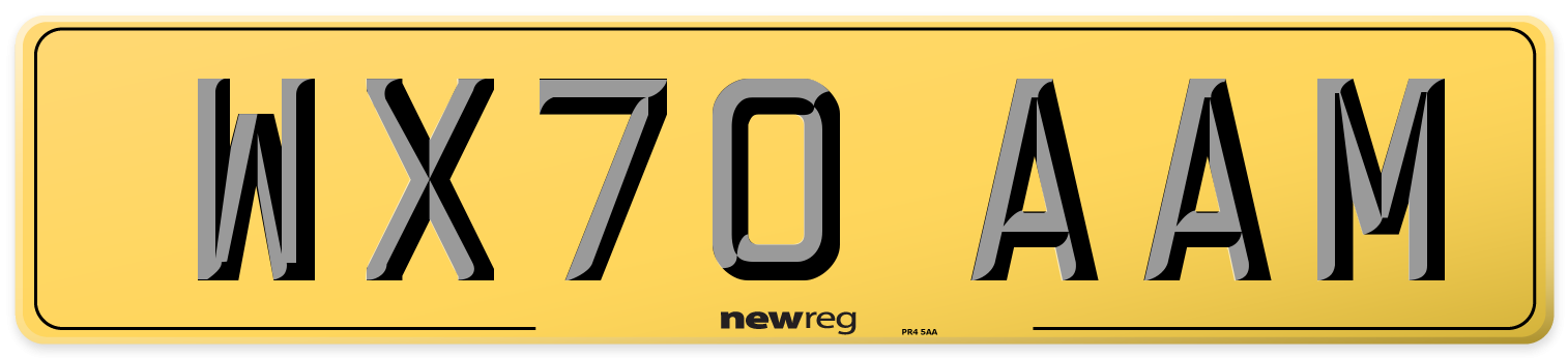 WX70 AAM Rear Number Plate