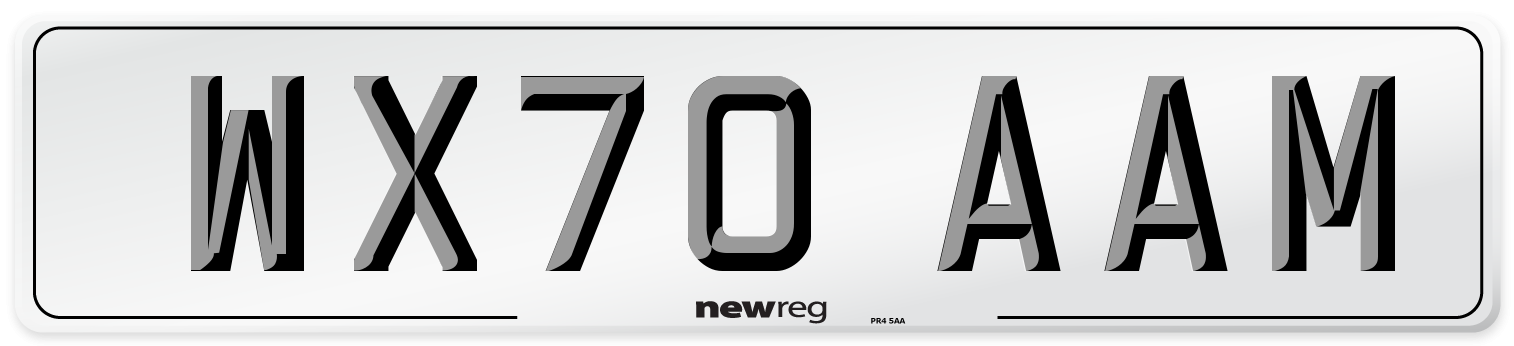 WX70 AAM Front Number Plate