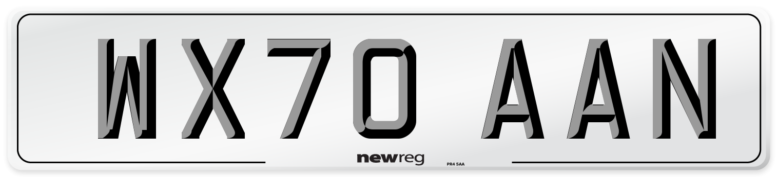 WX70 AAN Front Number Plate